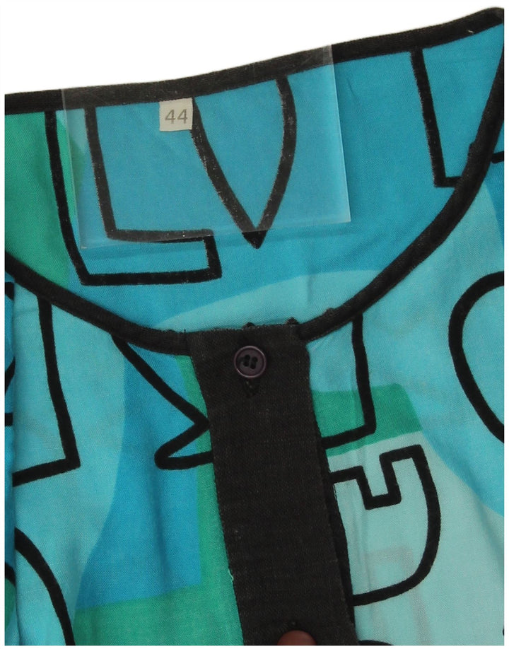Vintage Damen Bluse Top EU 44 XL Blau Geometrisch