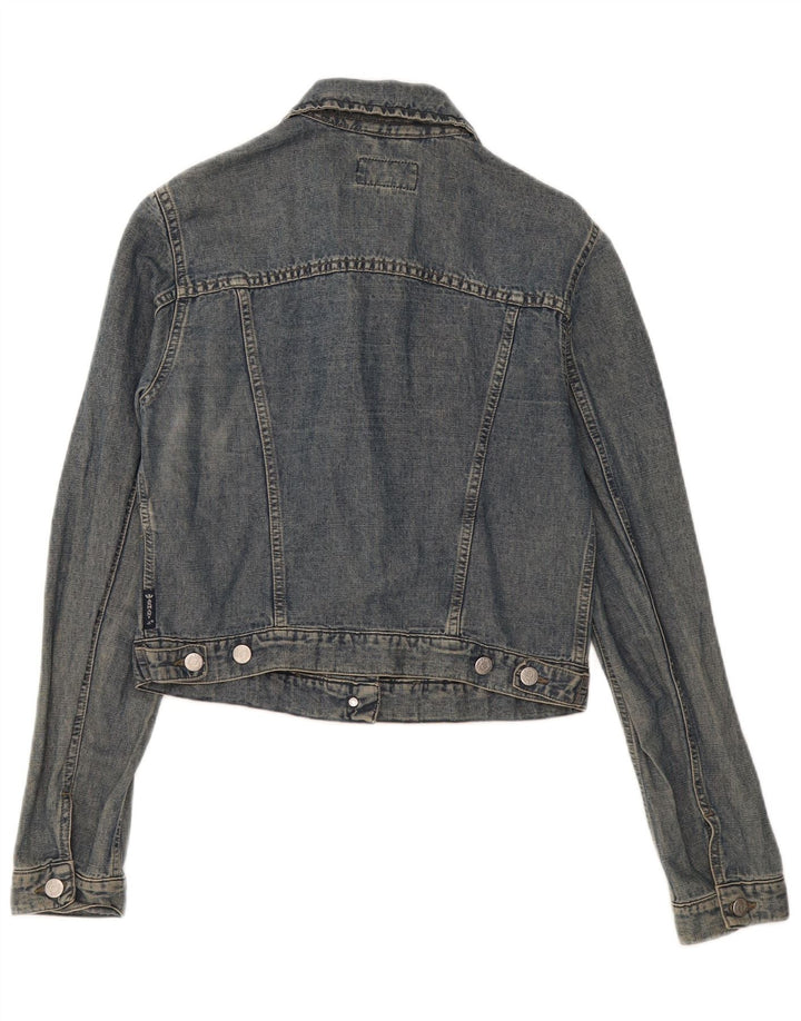 Armani Jeans Damen Crop Denim Jacke UK 12 Mittelblaues Leinen