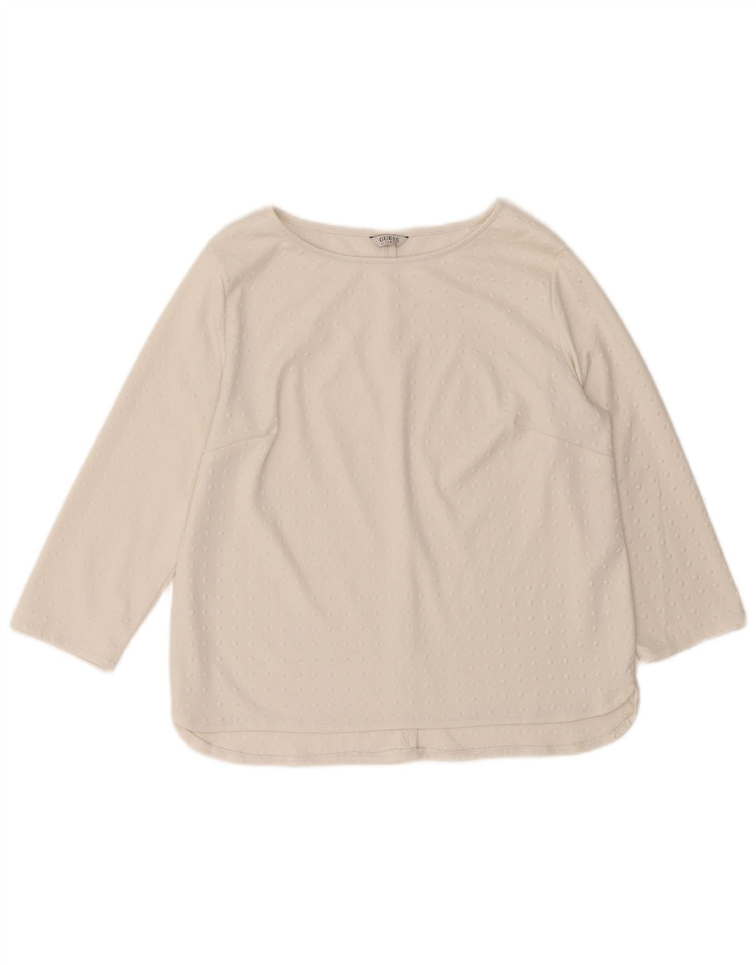 Guess Damen-Oberteil in Übergröße, 3/4-Ärmel, UK-Größe 10, Größe S, weiß, geometrisch, Polyester