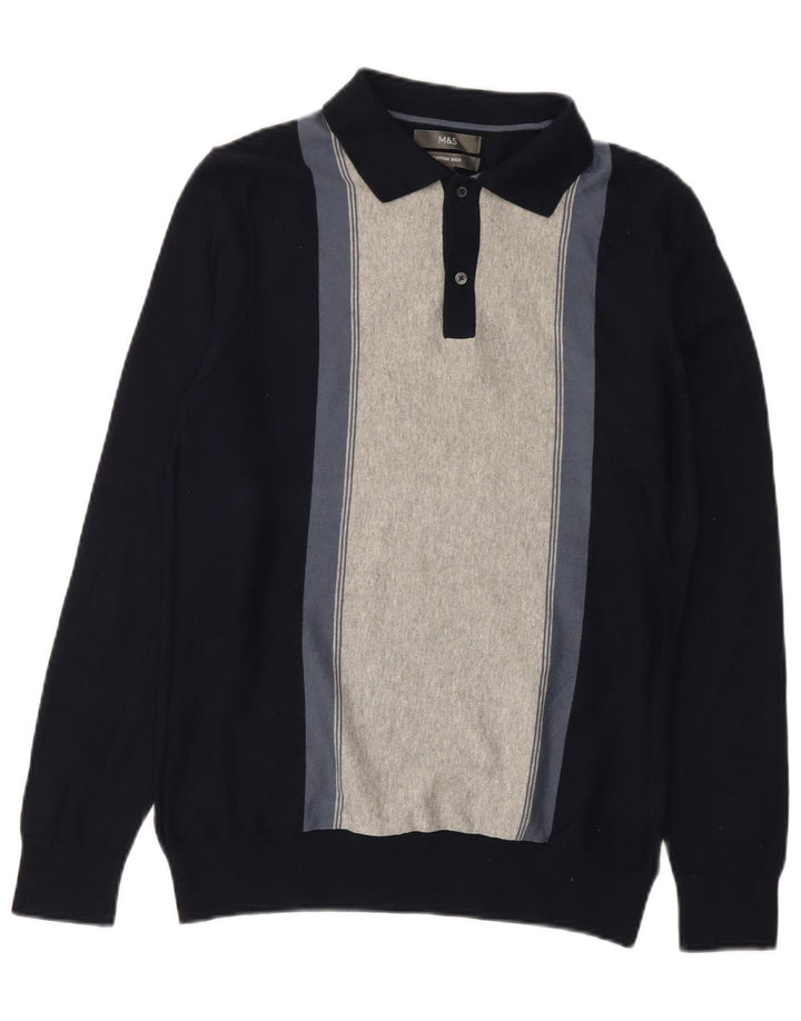 Marks & Spencer Herren-Pullover mit Rollkragen, Größe S, Marineblau, Farbblock