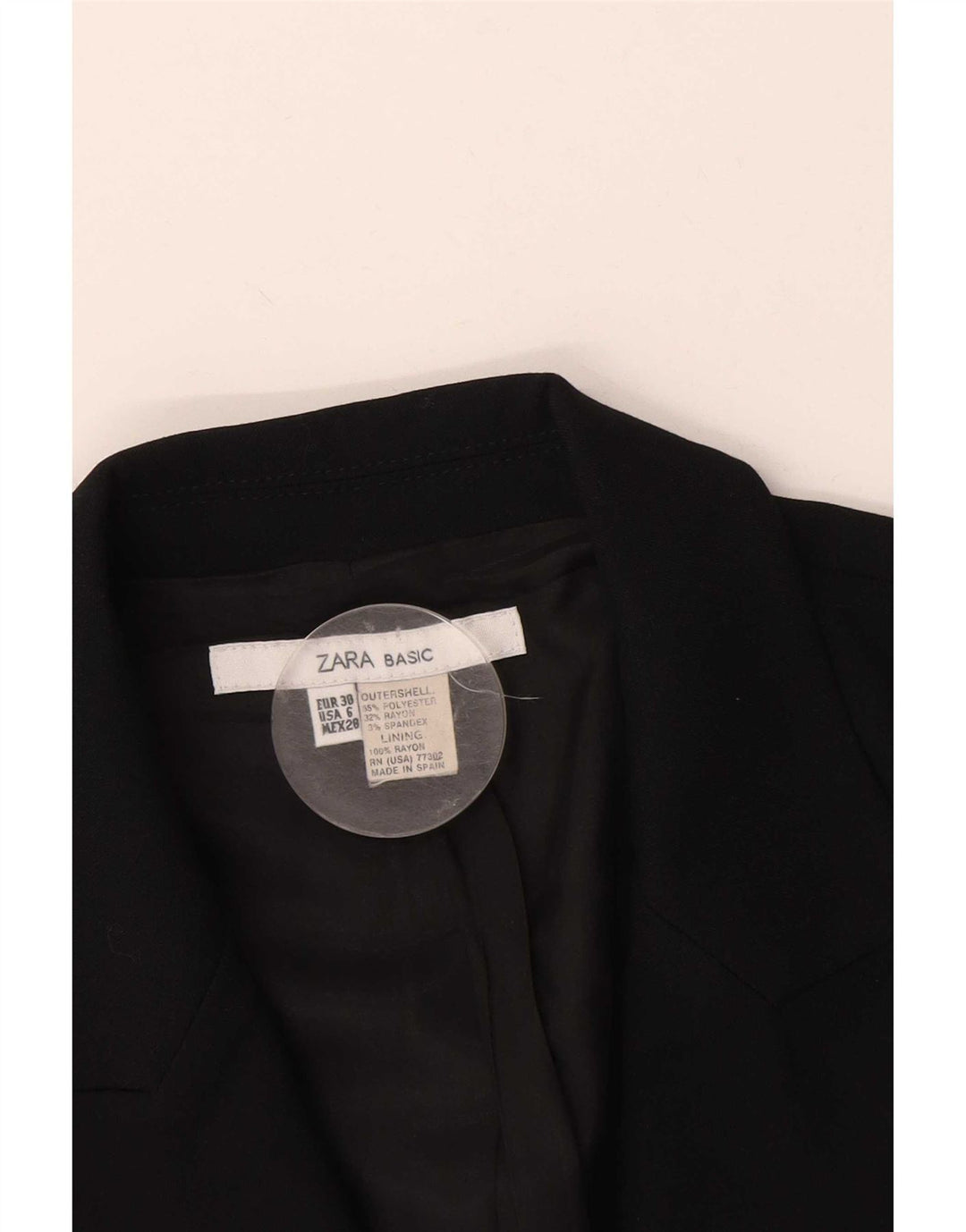 Zara Damen 1-Knopf-Blazerjacke EU 38 Small Schwarz Polyester