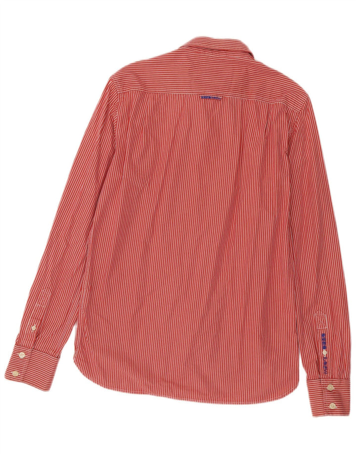 Superdry Herren-Hemd, groß, rote Nadelstreifen-Baumwolle