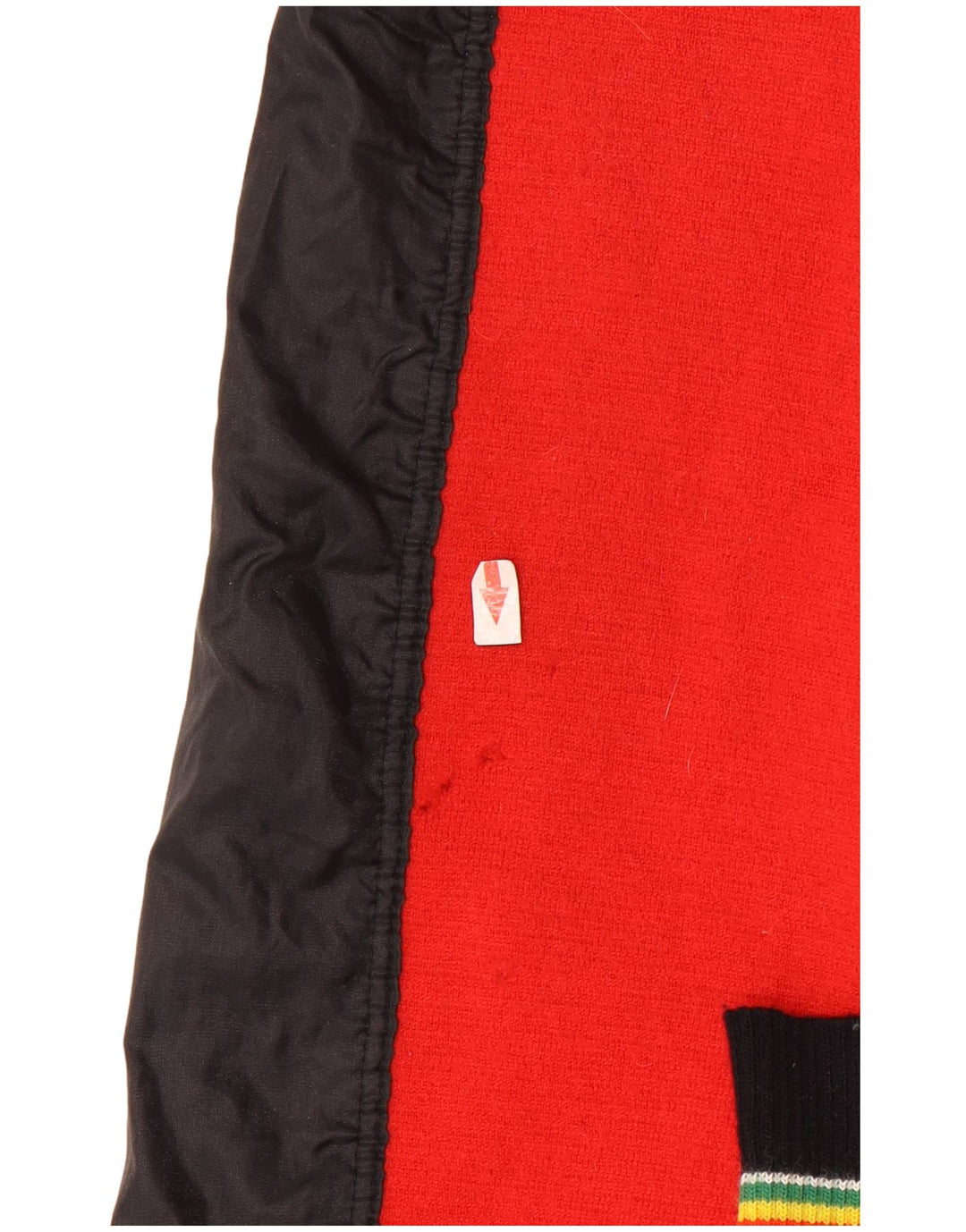 Vintage Damen Bomberjacke UK 14 Große schwarze Colourblock-Wolle
