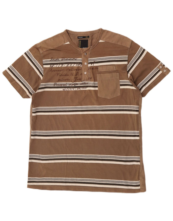 Jack & Jones Herren-T-Shirt mit Grafik, XL, braun gestreift, Baumwolle