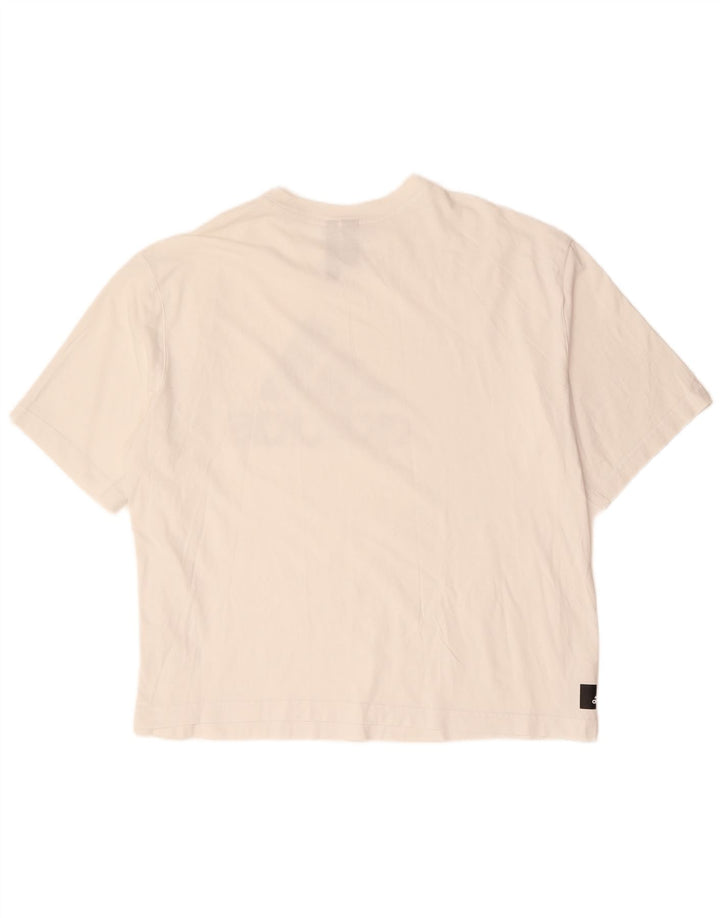 ADIDAS Damen Übergroßes Grafik-T-Shirt-Oberteil UK 20/22 XL Weiße Baumwolle