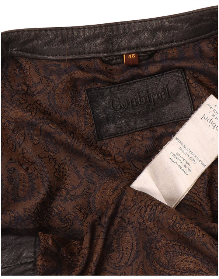 Conbipel Damen Crop Lederjacke IT 46 Großes schwarzes Leder