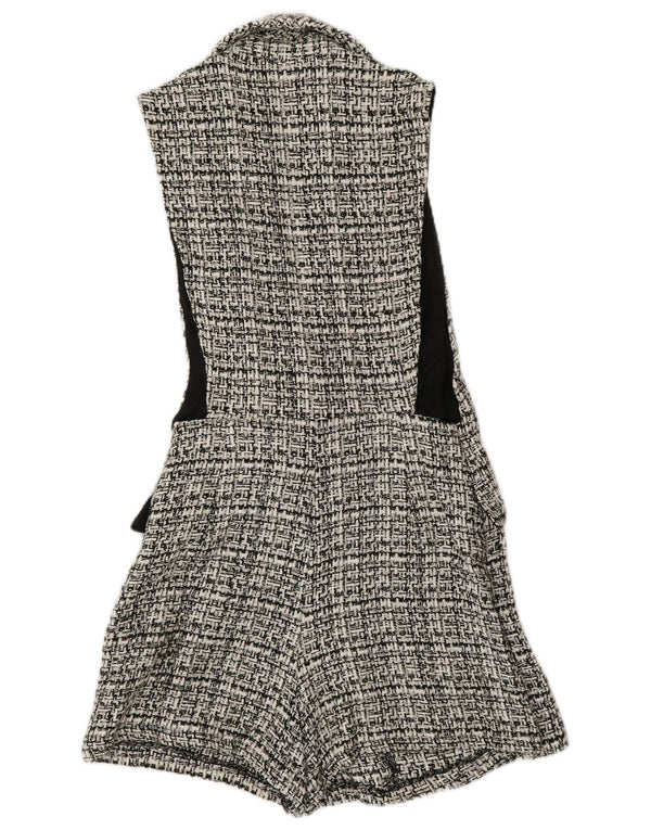 Zara Damen Ärmelloser Playsuit UK 6 XS Grau kariertes Polyester