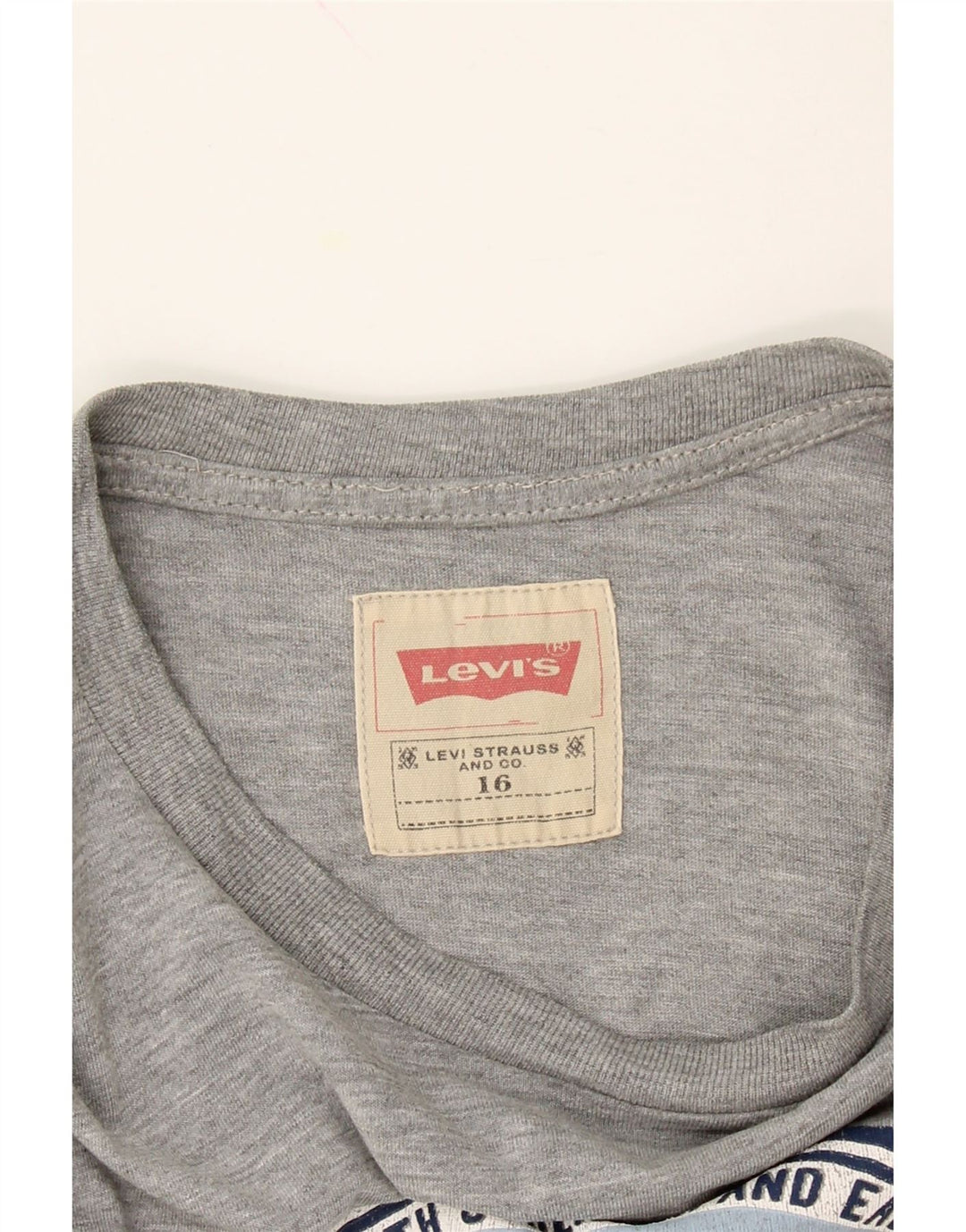LEVI'S Boys Graphic T-Shirt Top 15-16 Years Grey Cotton Vintage Levi's and Second-Hand Levi's from Messina Hembry 