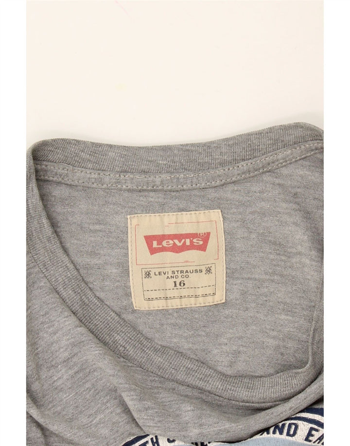 LEVI'S Boys Graphic T-Shirt Top 15-16 Years Grey Cotton Vintage Levi's and Second-Hand Levi's from Messina Hembry 
