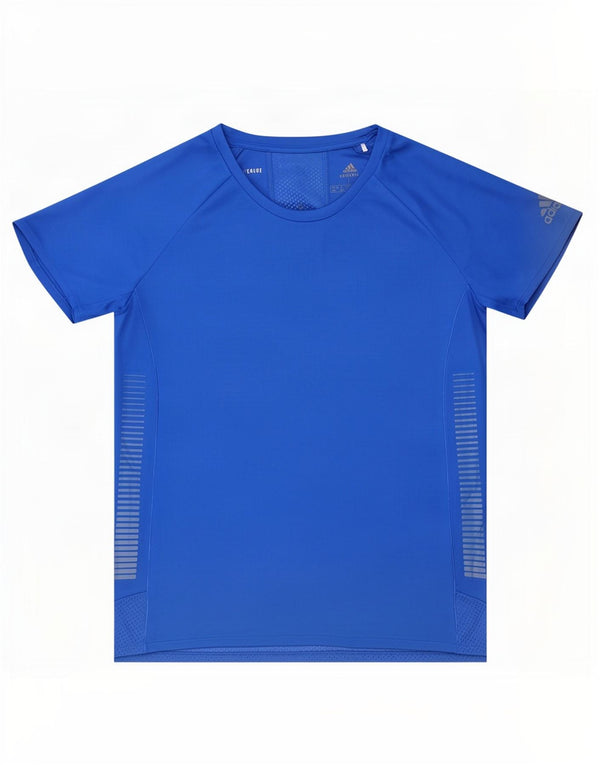 Adidas Damen Aeroready T-Shirt Top UK 16/18 Large Blau Polyester