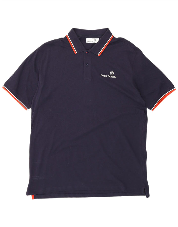 Sergio Tacchini Herren Poloshirt 2XL Marineblau Baumwolle