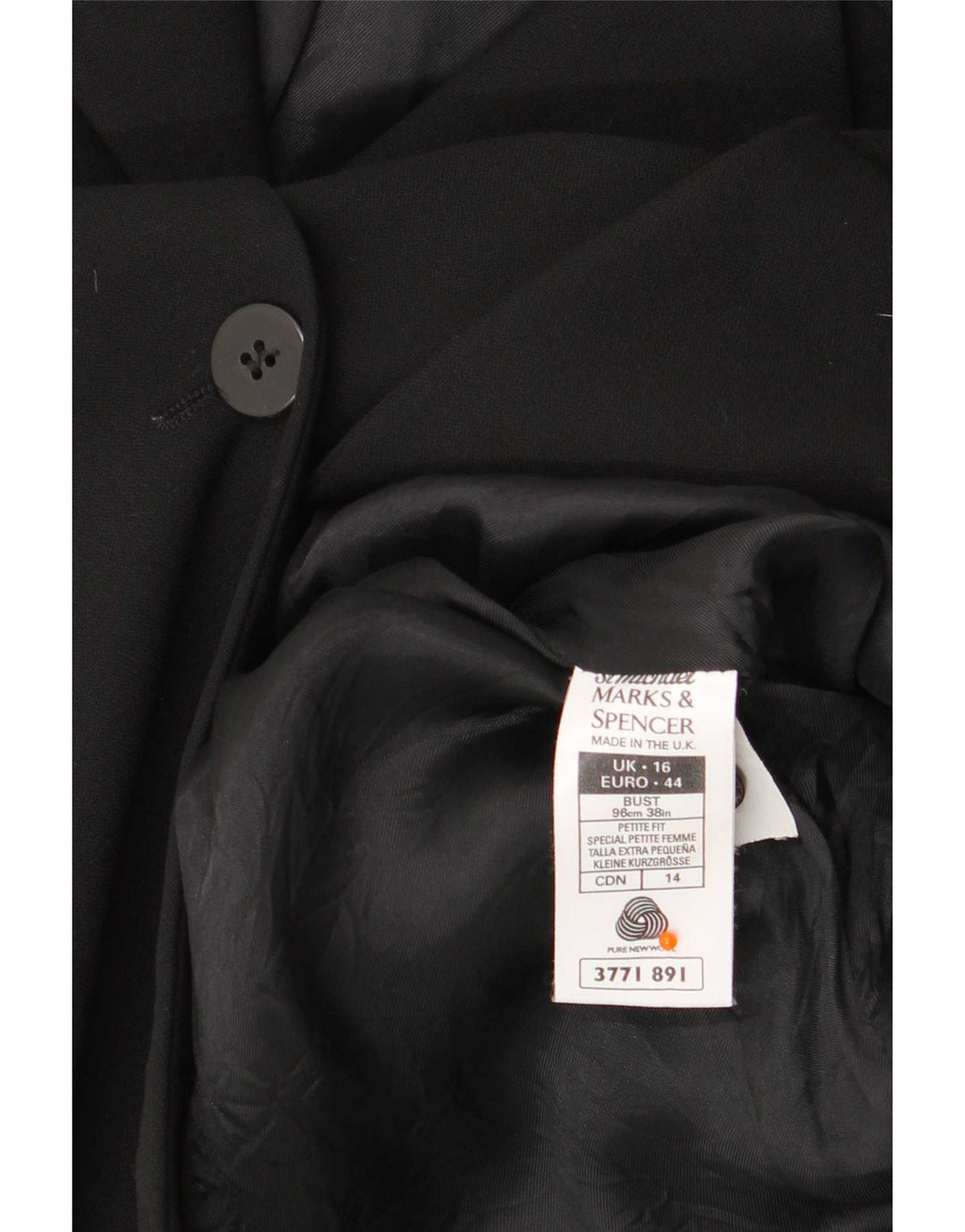 Marks & Spencer Damen Mantel UK 16 Large Schwarz Schurwolle