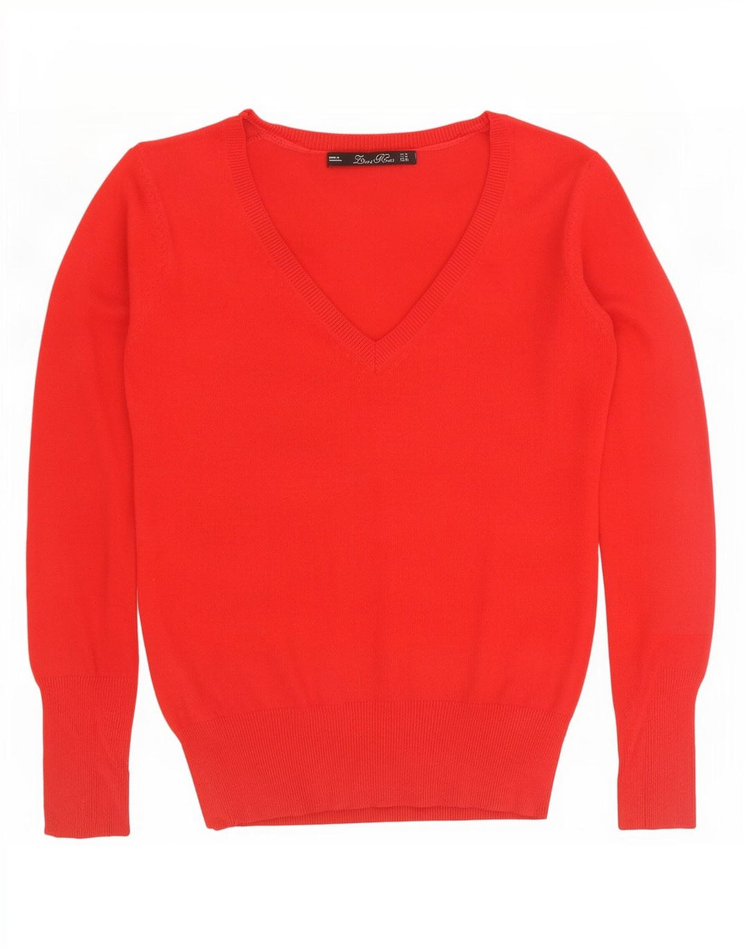 Zara Damen-Pullover mit V-Ausschnitt, Gr. 12, mittelrot