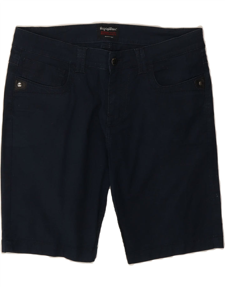 REFRIGIWEAR Womens Casual Shorts W32 Large Navy Blue Cotton Vintage Refrigiwear and Second-Hand Refrigiwear from Messina Hembry 