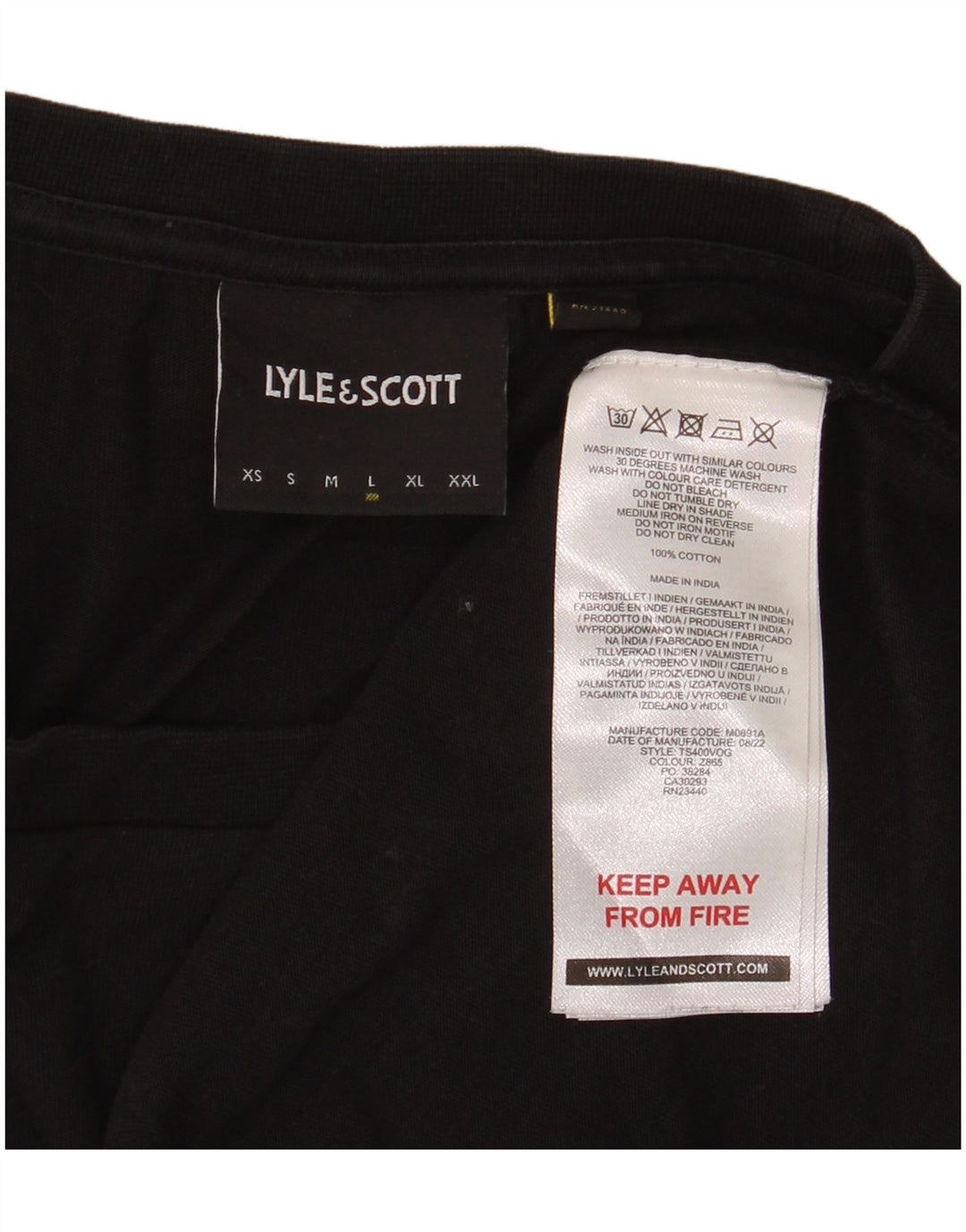 Lyle & Scott Herren T-Shirt Top Large Schwarz Baumwolle