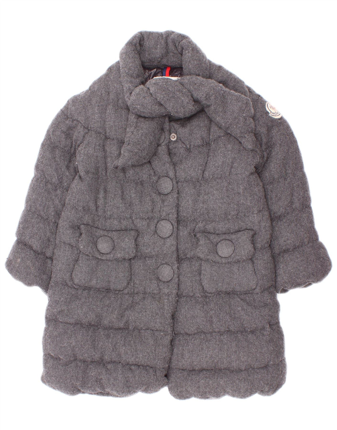 Moncler Wattierter Mantel für Mädchen, 3–4 Jahre, graue Viskose