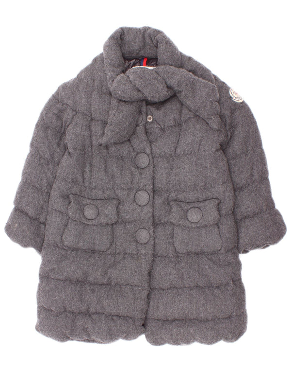 Moncler Wattierter Mantel für Mädchen, 3–4 Jahre, graue Viskose