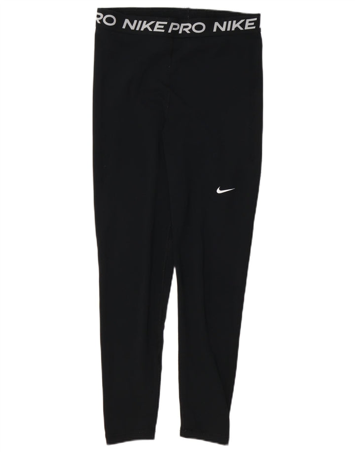 NIKE Damen Dri Fit Graphic Leggings UK 12 Medium Schwarz