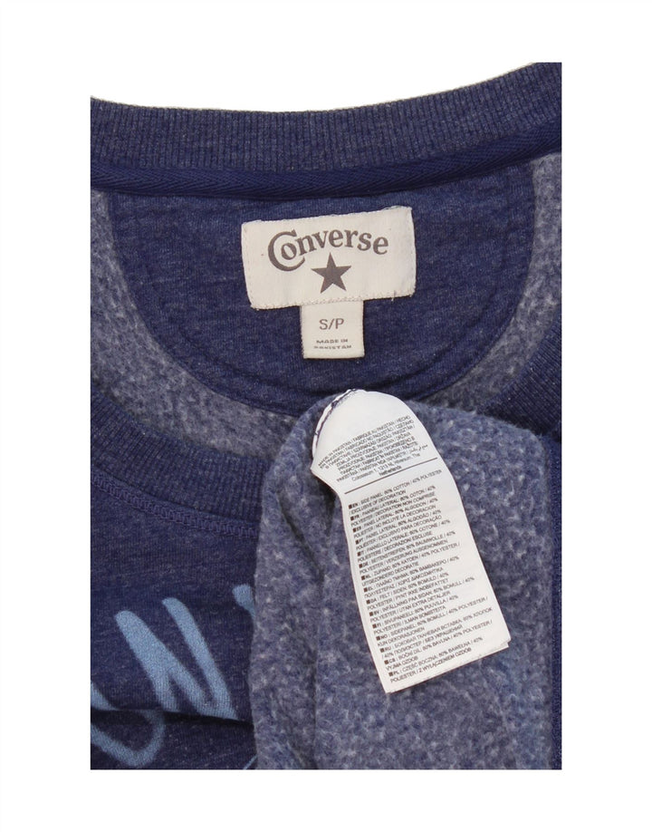 CONVERSE Womens Graphic 3/4 Sleeve Sweatshirt Jumper UK 10 Small Navy Blue Vintage Converse and Second-Hand Converse from Messina Hembry 