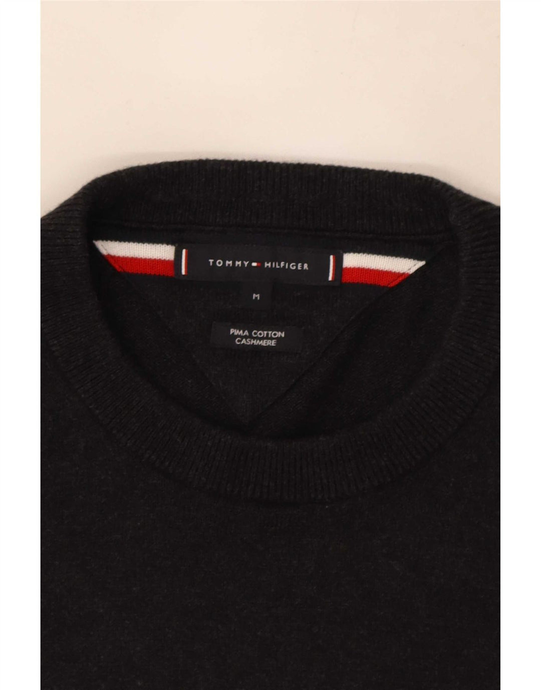 Tommy Hilfiger Herren-Pullover mit Rundhalsausschnitt, mittelgraue Baumwolle