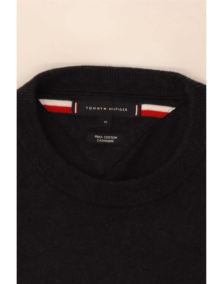 Tommy Hilfiger Herren-Pullover mit Rundhalsausschnitt, mittelgraue Baumwolle