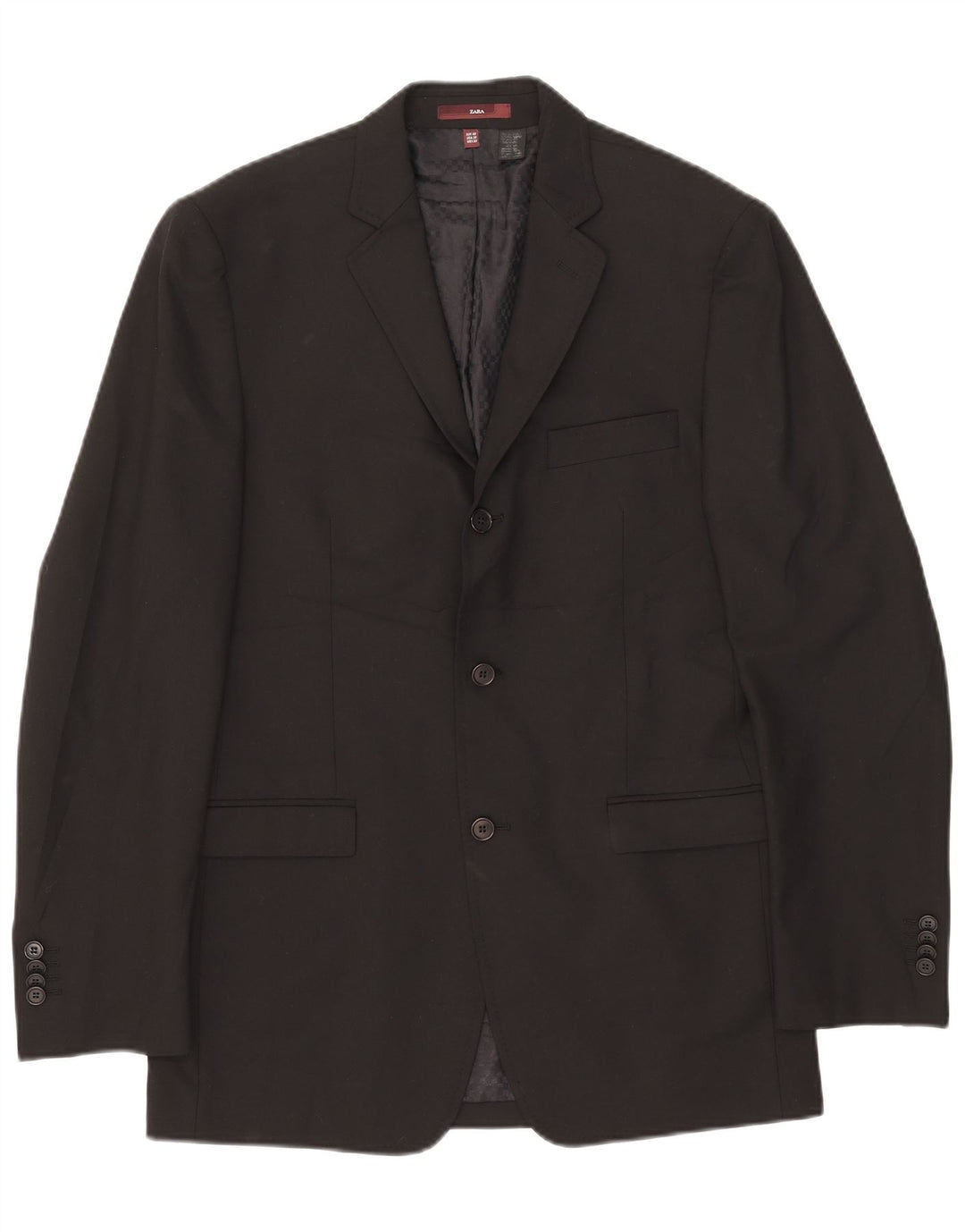 Zara Herren-Blazerjacke mit 3 Knöpfen, EU 48, mittelschwarzes Polyester