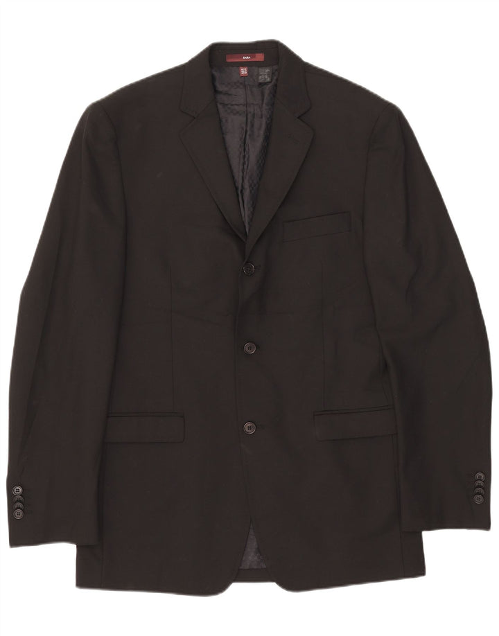 Zara Herren-Blazerjacke mit 3 Knöpfen, EU 48, mittelschwarzes Polyester
