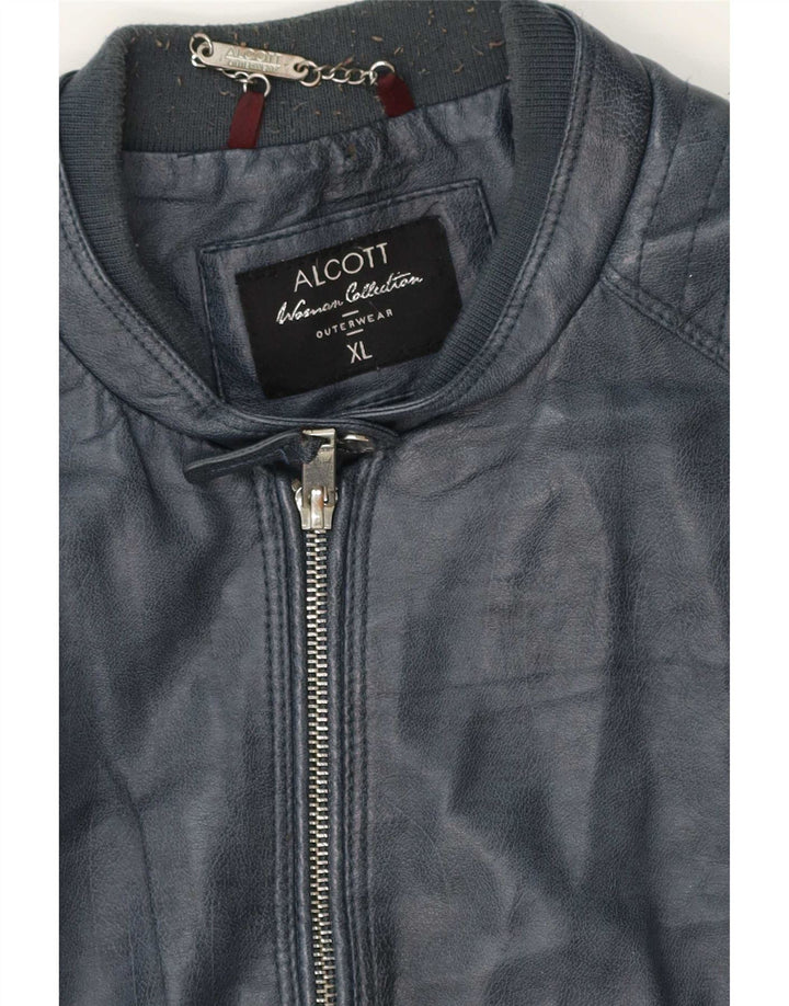 Alcott Damen Lederjacke UK 18 XL Blau
