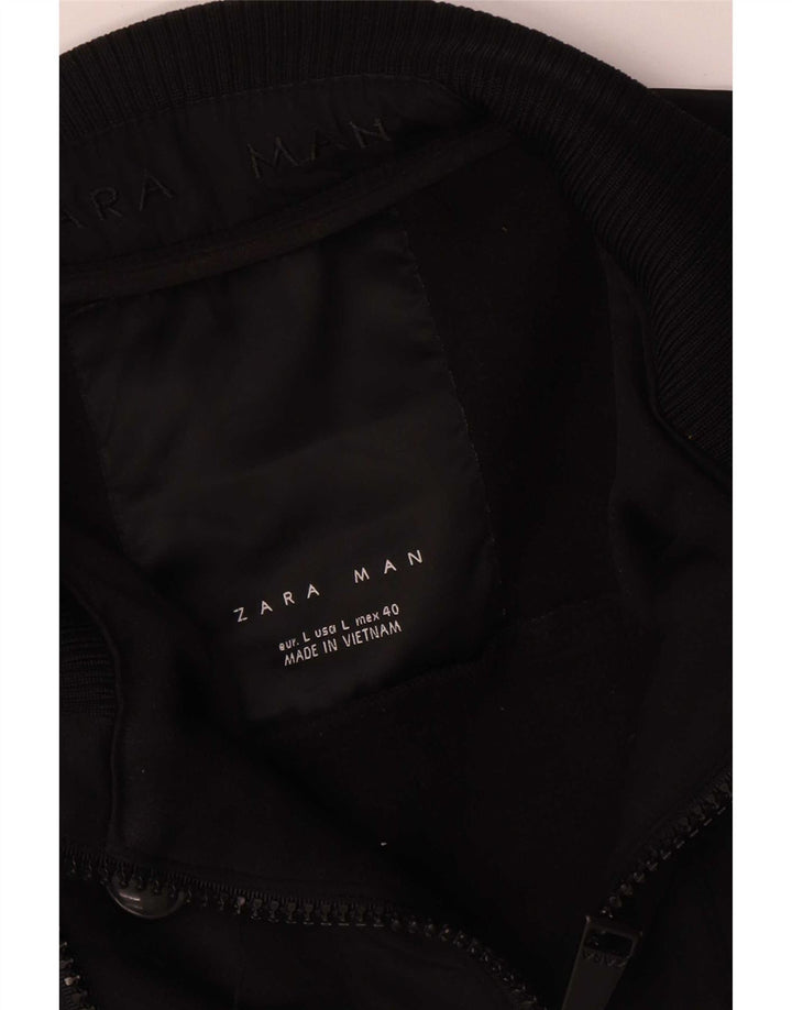 Zara Herren Bomberjacke UK 40 Large Schwarz Polyester