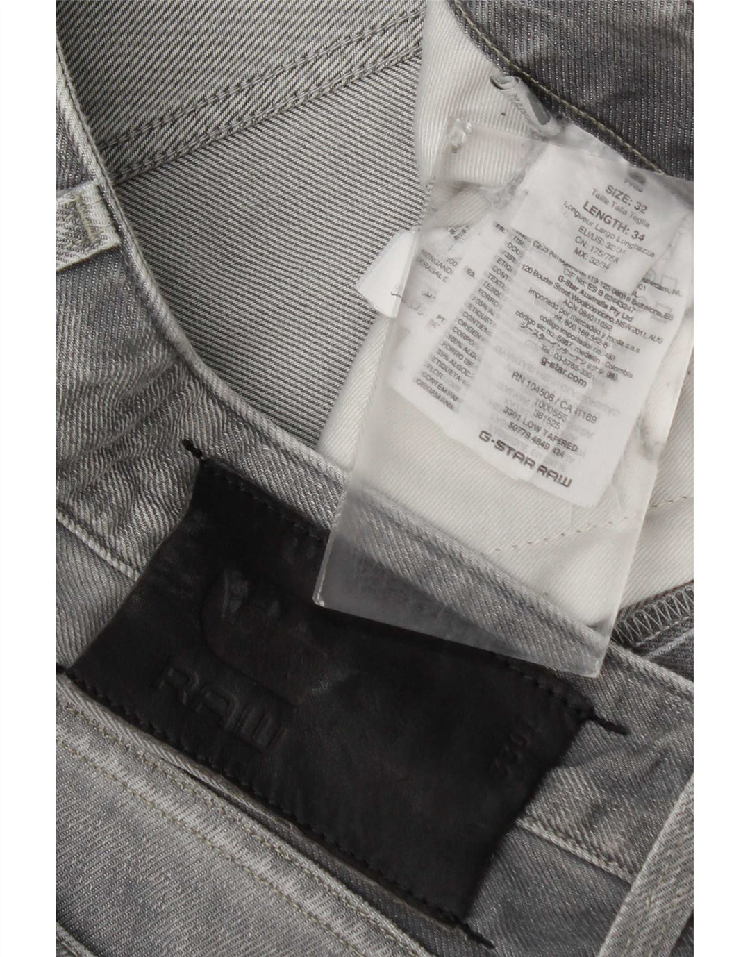 G-Star Herren Slim Jeans W32 L34 Graue Baumwolle
