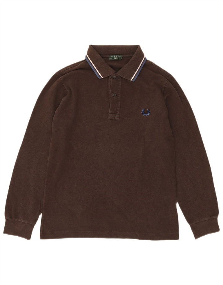 FRED PERRY Langarm-Poloshirt für Jungen, 13–14 Jahre, braune Baumwolle