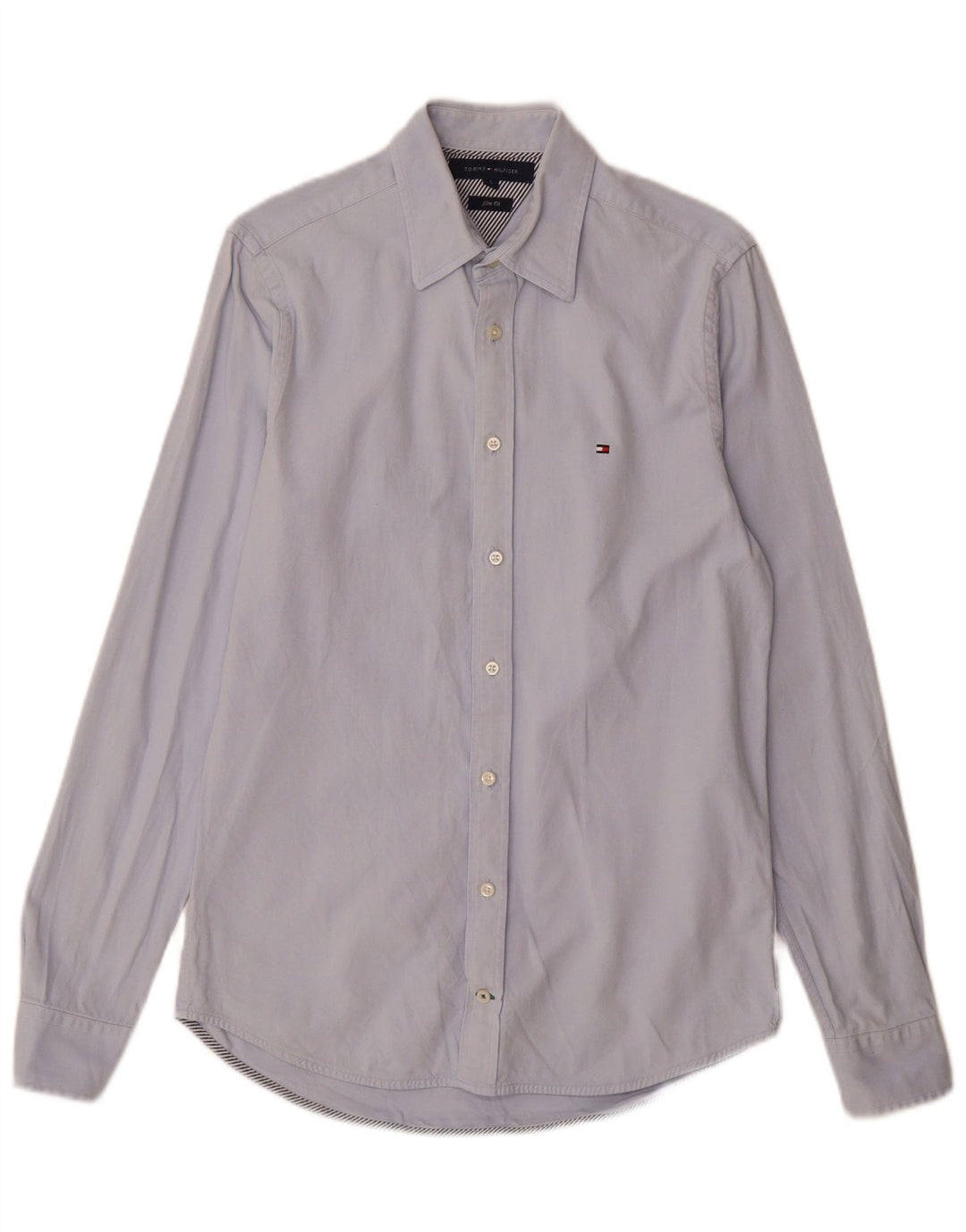 Tommy Hilfiger Herren-Slim-Fit-Hemd, klein, aus blauer Baumwolle
