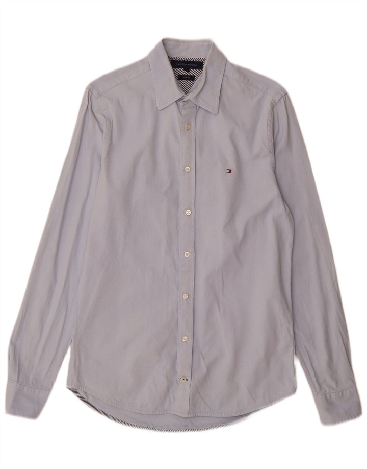 Tommy Hilfiger Herren-Slim-Fit-Hemd, klein, aus blauer Baumwolle
