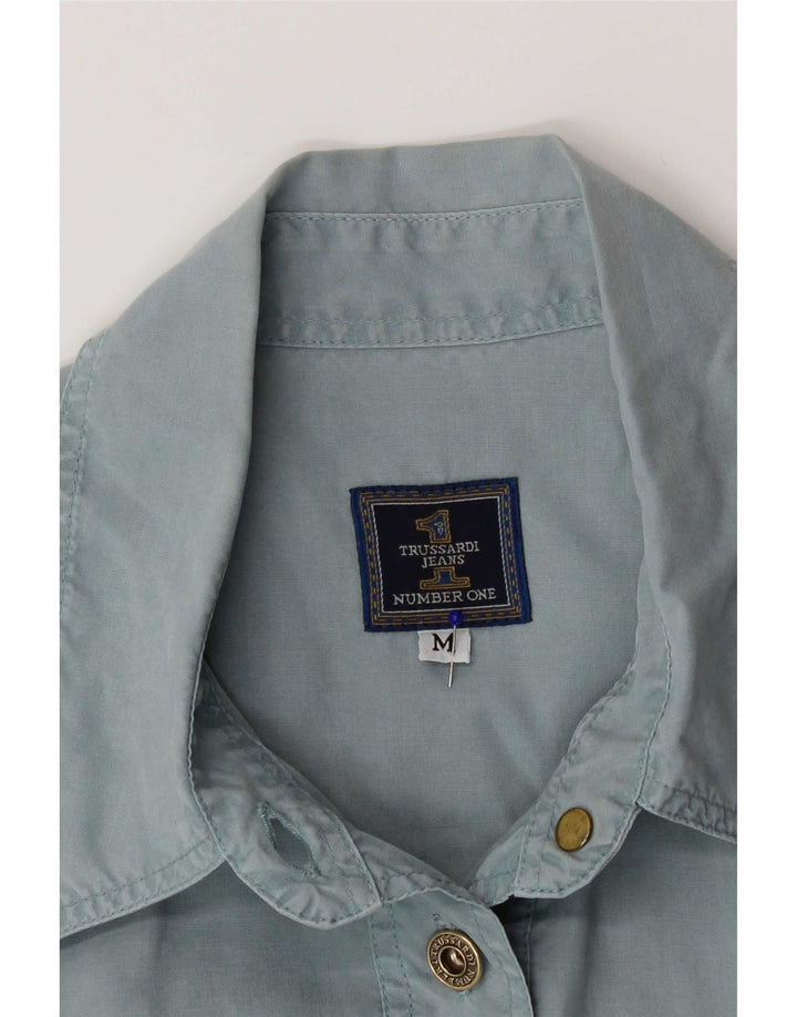 Trussardi Damen Ärmelloses Hemd UK 14 Mittelblau