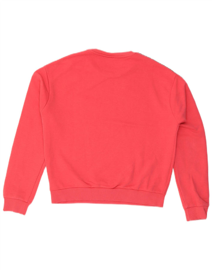 FILA Womens Oversized Graphic Sweatshirt Jumper UK 10 Small Pink Cotton