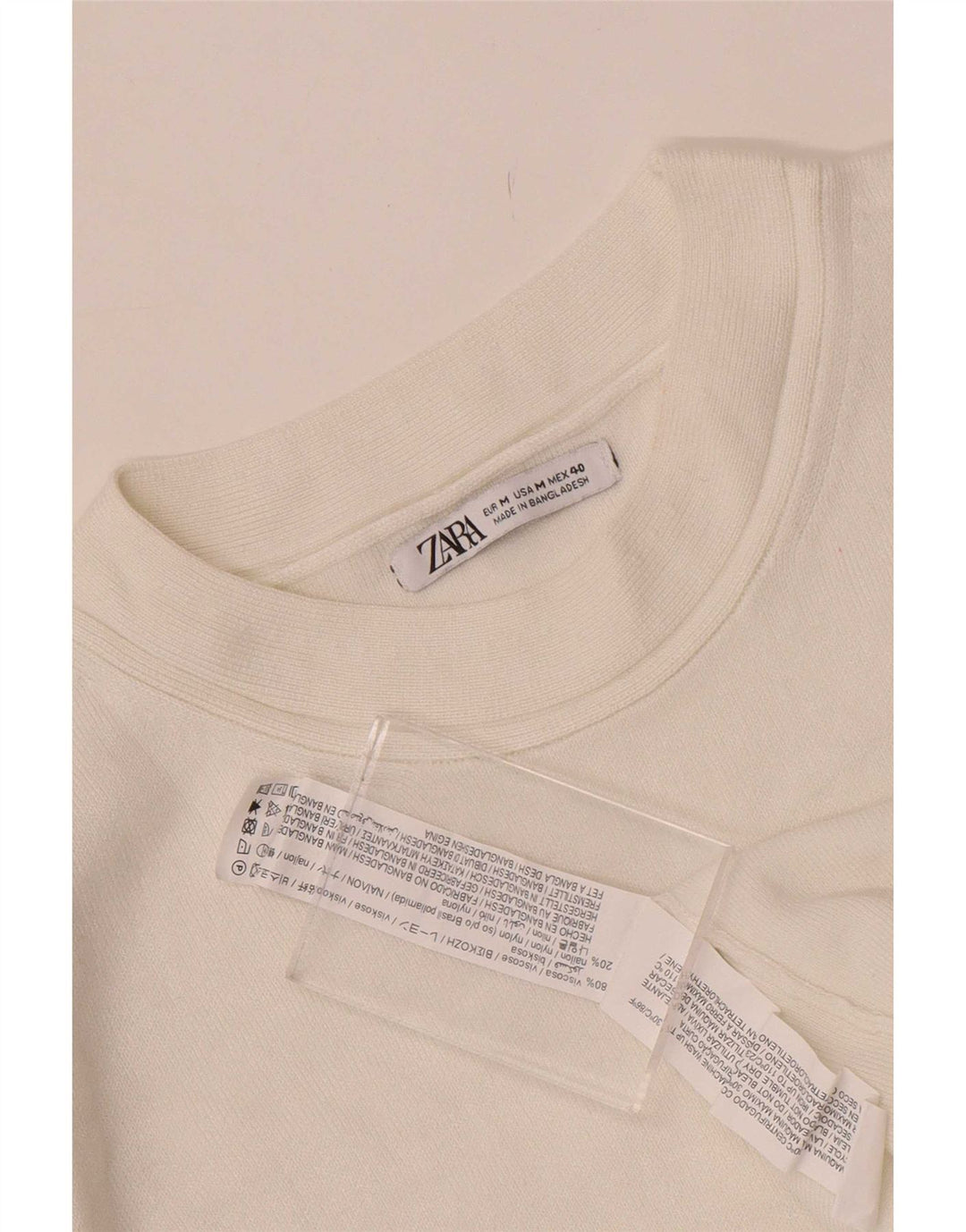 Zara Herren-Pullover mit Rundhalsausschnitt, mittelweiße Viskose