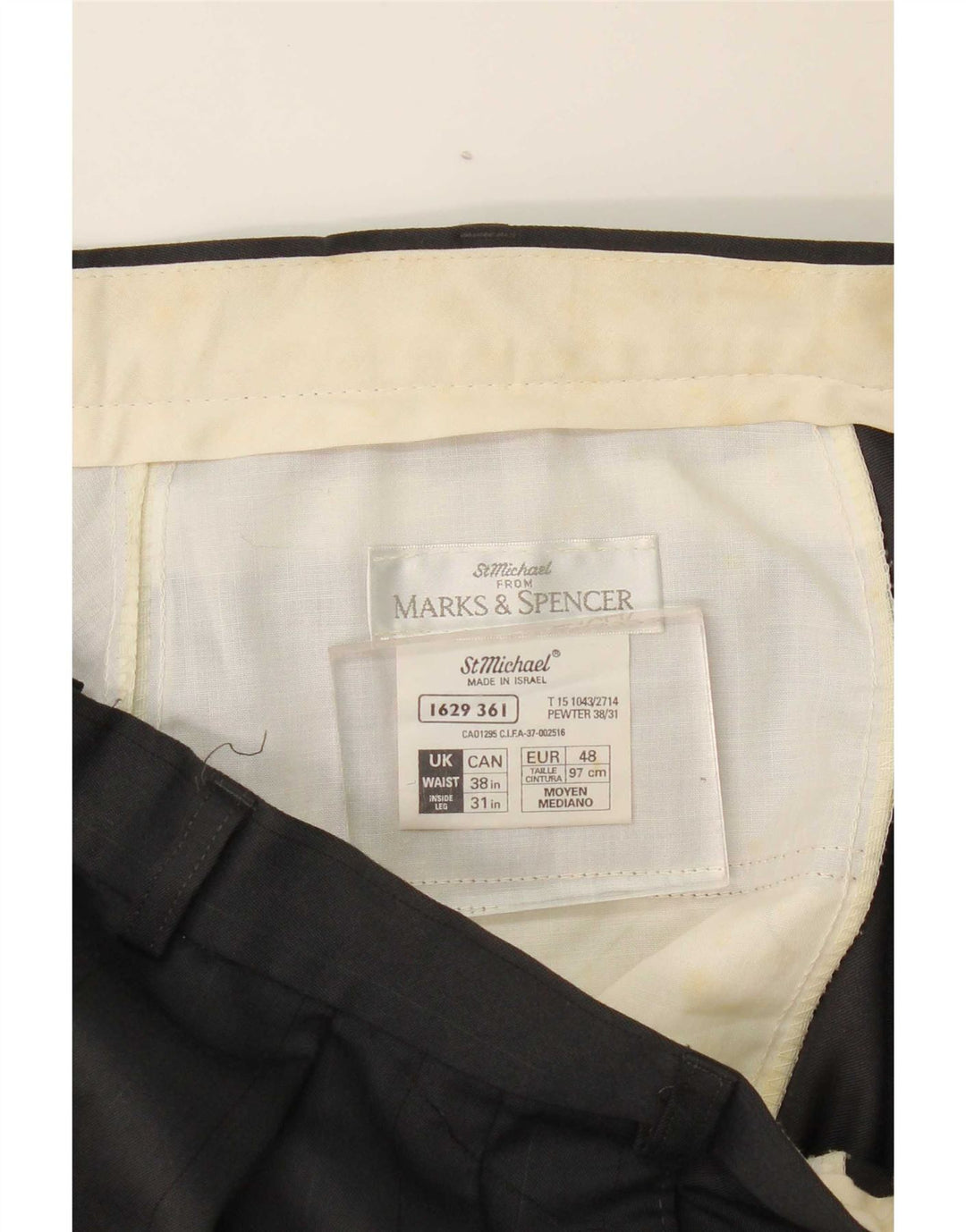 Marks & Spencer Herren-Anzughose mit Pegged-Anzug, W38, L31, schwarzes Polyester