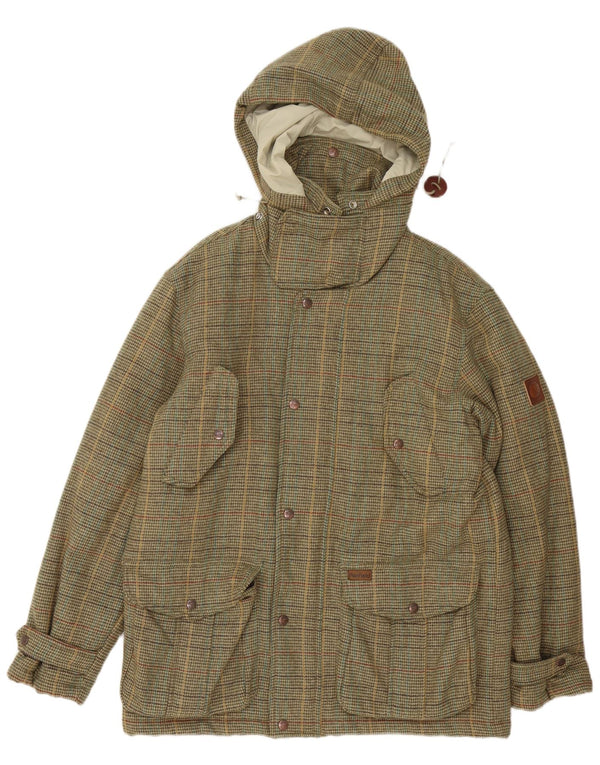Penfield wattierte Herrenjacke mit Kapuze, UK 38, mittlerer Khaki-Hahnentrittmuster