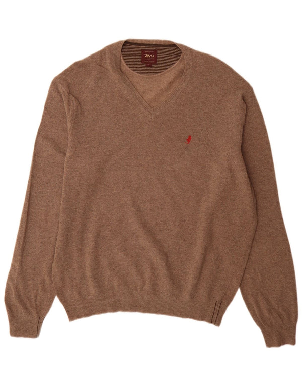 Marlboro Classics Herren-Pullover mit V-Ausschnitt, XL, Braun
