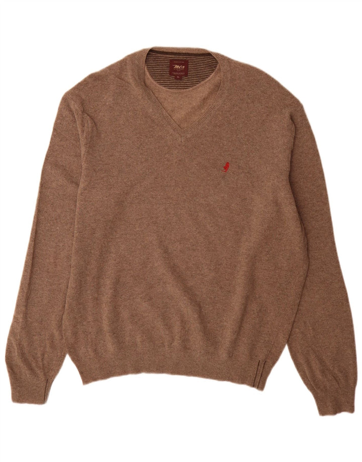 Marlboro Classics Herren-Pullover mit V-Ausschnitt, XL, Braun