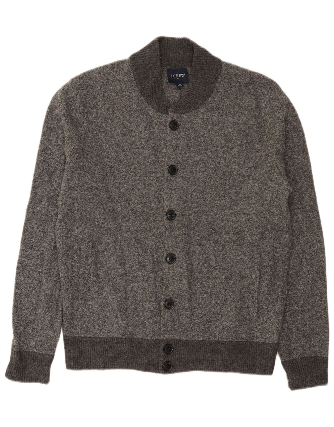 J. Crew Herren-Strickjacke aus mittelgrau gefleckter Lammwolle