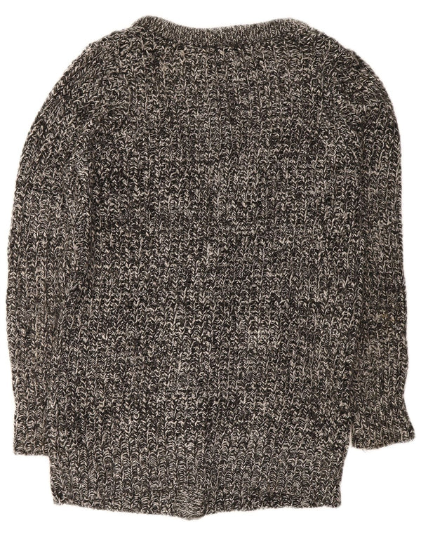 Zara Damen Longline-Cardigan-Pullover UK 14 Mittelgrau geflecktes Acryl