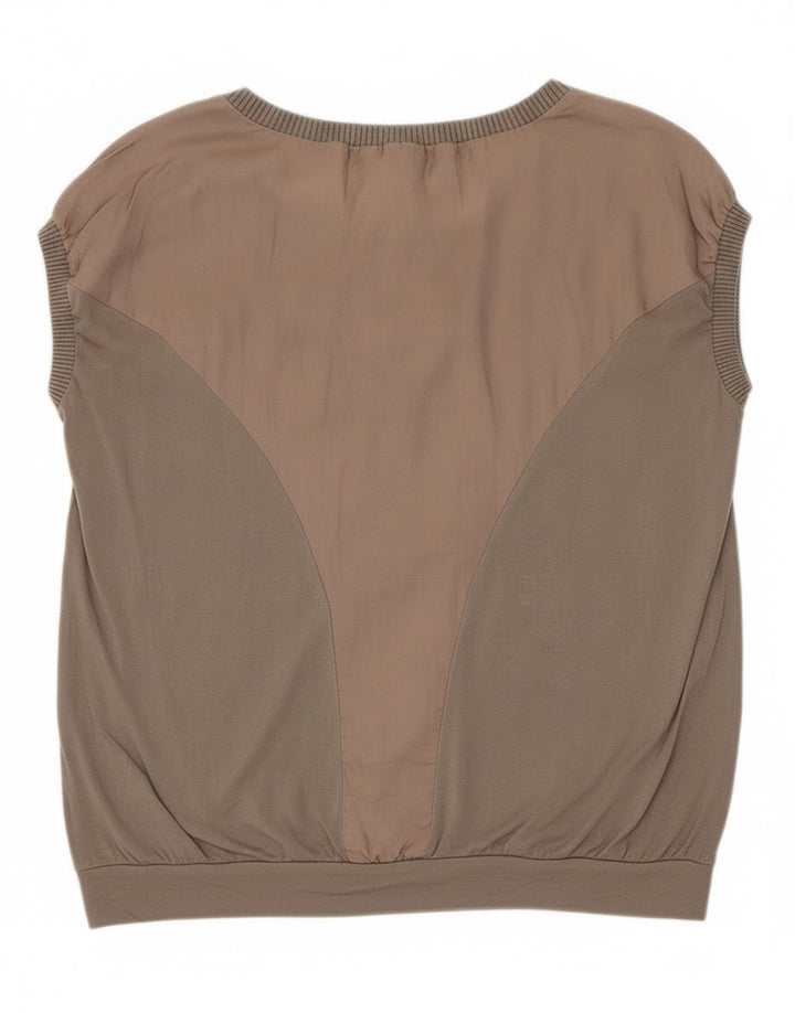 Trussardi Jeans Damen T-Shirt Top UK 10 Small Grau Farbblock