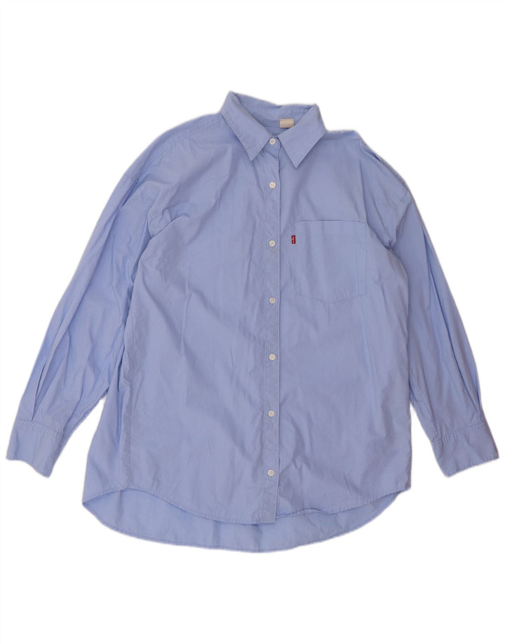 LEVI'S Womens Oversized Shirt UK 14 Medium Blue Cotton