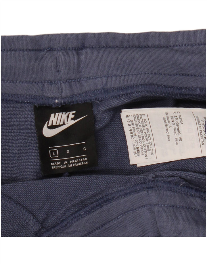 NIKE Damen Sportshorts UK 16 Large Marineblau Baumwolle