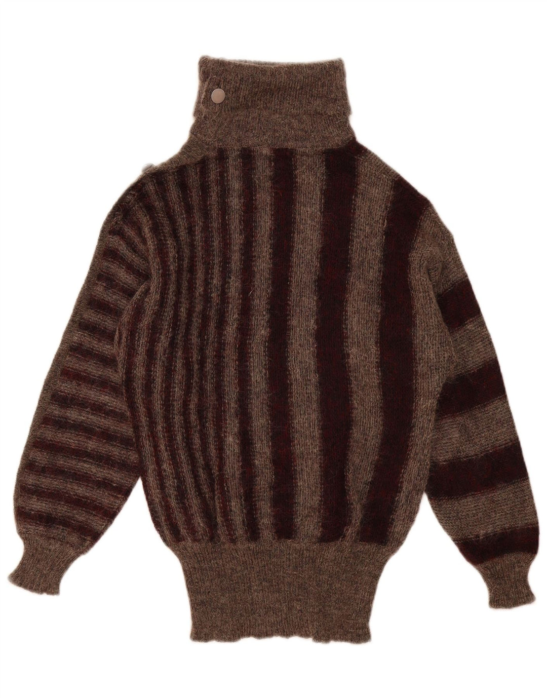 Vintage Damen Rollkragenpullover IT 44 Mittelbraun gestreift