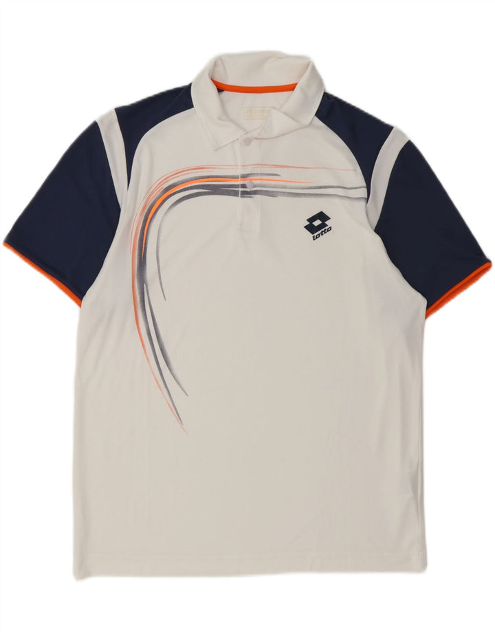 Lotto Herren-Poloshirt mit Grafik, groß, weißes Farbblock-Polyester