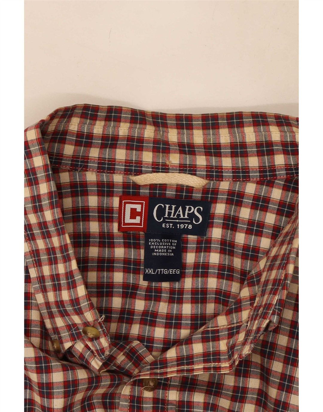 Chaps Herrenhemd 2XL, rot kariert, Baumwolle