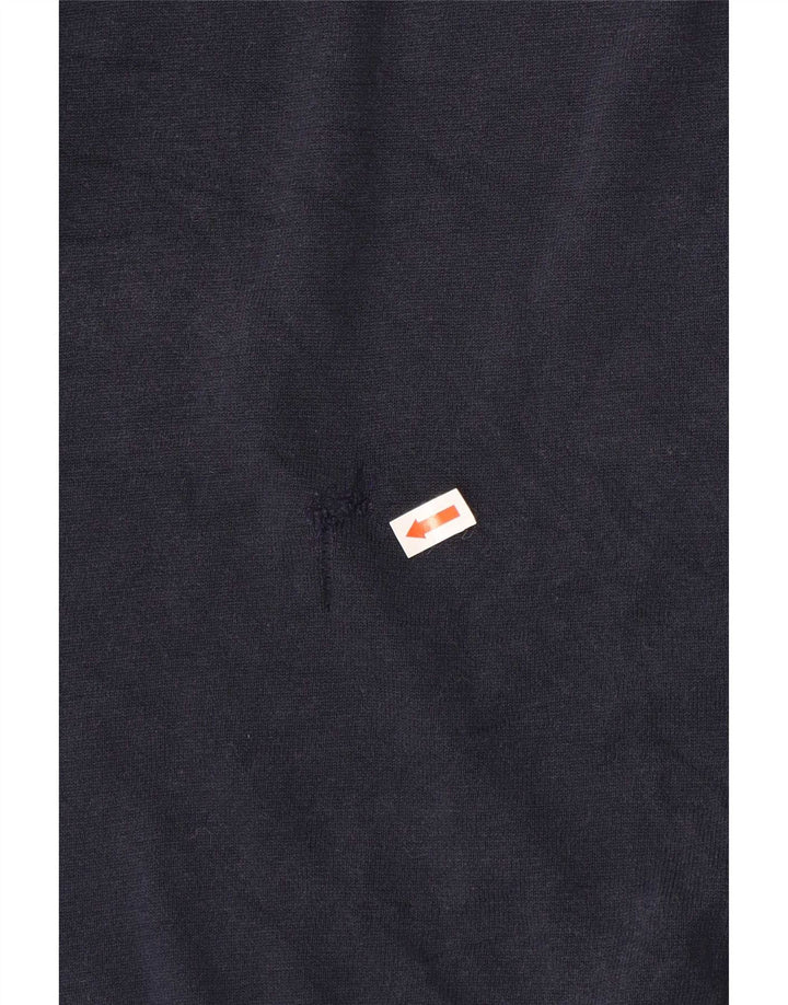 Massimo Dutti Herren-Pullover mit Rollkragen, groß, marineblaue Baumwolle