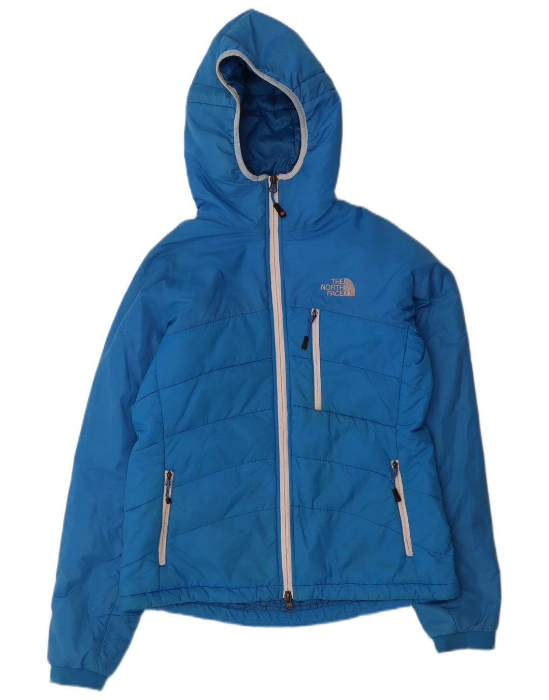 The North Face Wattierte Damenjacke mit Kapuze, UK 12, mittelblaues Nylon
